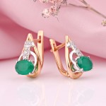 Boucles d'oreilles en or avec diamants et chrysoprase