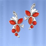 Русские серебряные серьги с кораллом.