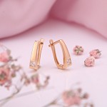 Gold earrings. Zirconia