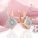 Pendientes de oro Dancing Diamond 585 oro ruso