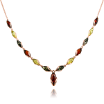 Gold-plated silver necklace. Amber tricolor