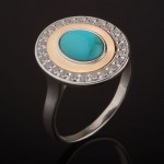 Silver Gold. Ring with turquoise