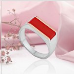 Silver ring with gold & corals