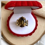 Anel de prata banhado a ouro com quartzo esfumaçado