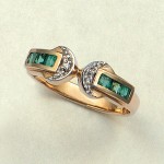 Zlatý prsten s diamanty, smaragd