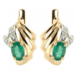 Gold earrings with emeralds and diamonds