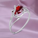 Silver ring quartz ruby ​​& fianites