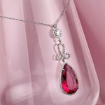 Silver necklace with rhodolite and zirconia
