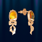 Σκουλαρίκια από ρωσικό χρυσό με κεχριμπάρι