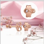 Goldene Ohrstecker „Infinity“. Zirkonia