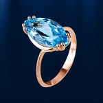 Gold ring with topaz. Russian gold jewelry