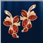 Серьги с янтарем. Русское золото