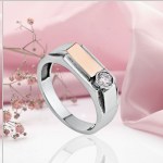 Серебряное мужское кольцо с красным золотом. Цирконий
