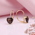 SOKOLOV in Germany yellow gold earrings with diamond and smoky quartz