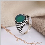 Herrenring Aus Silver 925 Chrysoprase