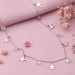 Silver necklace "Stars". Zirconia