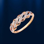 Gold ring with diamonds. Bicolor