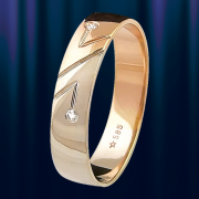 Русское обручальное кольцо "Лед и пламень" с 2 бриллиантами.