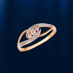 Gold ring with diamonds. Bicolor
