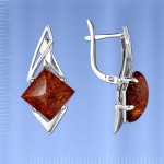 Ασημένια σκουλαρίκια με κεχριμπάρι