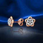 Gold earrings "diamond flowers"