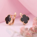 Gold earrings made of red gold 585 onyx