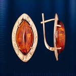 Серьги с янтарем. Русское золото