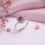 Gianni Lazzaro white gold ring with diamonds and ruby