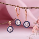 Gold-plated silver set with Swarovski®, zirconia and iolite