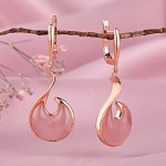Boucles d'oreilles en argent plaqué or avec quartz rose