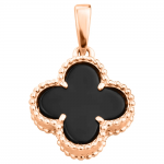 Gold pendant 'cloverleaf' with onyx