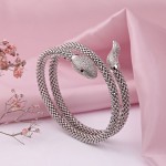 Silver bracelet "Snake". Zirconia