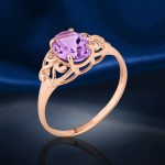 Gold plated silver ring. amethyst