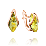 Ασημένια επιχρυσωμένα σκουλαρίκια με κεχριμπάρι μελιού