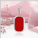 Серебряный кулон "Страсть". коралл