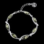 Silver bracelet “Spring Awakening”. Green amber