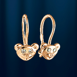 Earrings "Bears" made of red gold