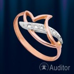 White/red gold ring with diamonds