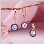 Argent plaqué or serti de Swarovski®, zircone et iolite