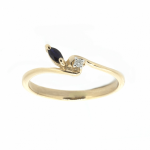 Gold ring with sapphire and diamond