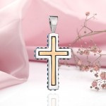 Ασημένιος σταυρός με κρύσταλλα Swarovski® & χρυσό