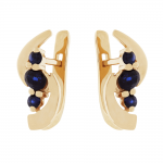 Golden earrings with sapphires and diamonds