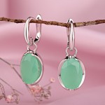 Silver earrings with chrysoprase