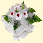 Dekorácia svadobnej kytice "Bielo-červená".