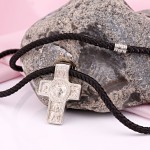 Silver pectoral cross with gaitan cord