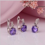 Серебряный комплект с аметистом и цирконием