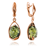 Gold-plated silver earrings with amber