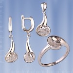 Set with cubic zirconia. Silver