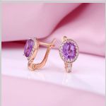 Earrings with Alexite & Fianites