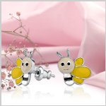 Ασημένια σκουλαρίκια με σμάλτο "Bees"